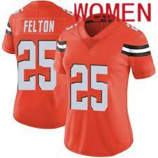 Women Cleveland Browns 25 Demetric Felton Nike Orange Team Color NFL Jersey